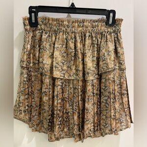 Love Shack Fancy Tiered Metallic Mini Skirt